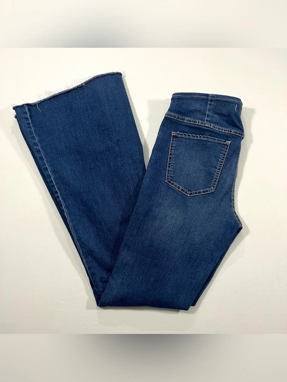 Free People Flare Bell Bottom Pull-on Jeans 28 Raw Hem Festival Boho Y2K